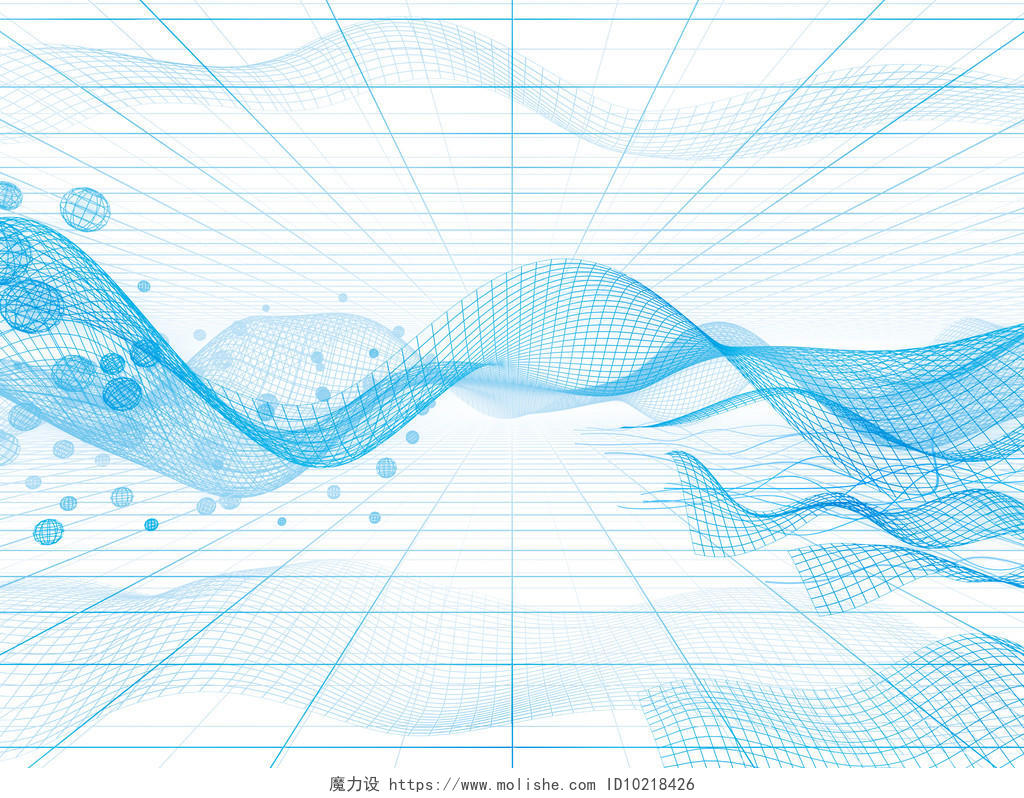 蓝色科技立体空间动感网格线线条背景图